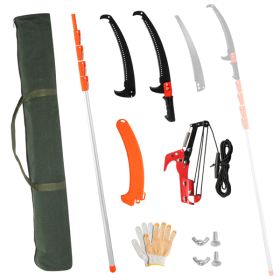 24FT Silver Orange Telescopic Aluminum Tube Plastic Rod Tool