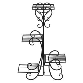 Square Potted Slot, Metal Plant Stand - Black