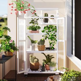TOPMAX 62in Wood Large Greenhouse With Wheels And Adjustable Shelf