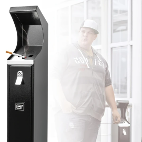 Standing Cigarette Butt Receptacle For Outside, Outdoor Cigarette Butt Disposal, Ashtray For Outside Patioto, Avoid Discarding Cigarette Butts, Black