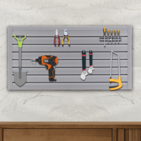 PVC Slat Wall Panels , 4ft X 2ft Garage & Home Storage System , Heavy Duty Interlocking Design , Graphite Finish , 8 Sqft Coverage